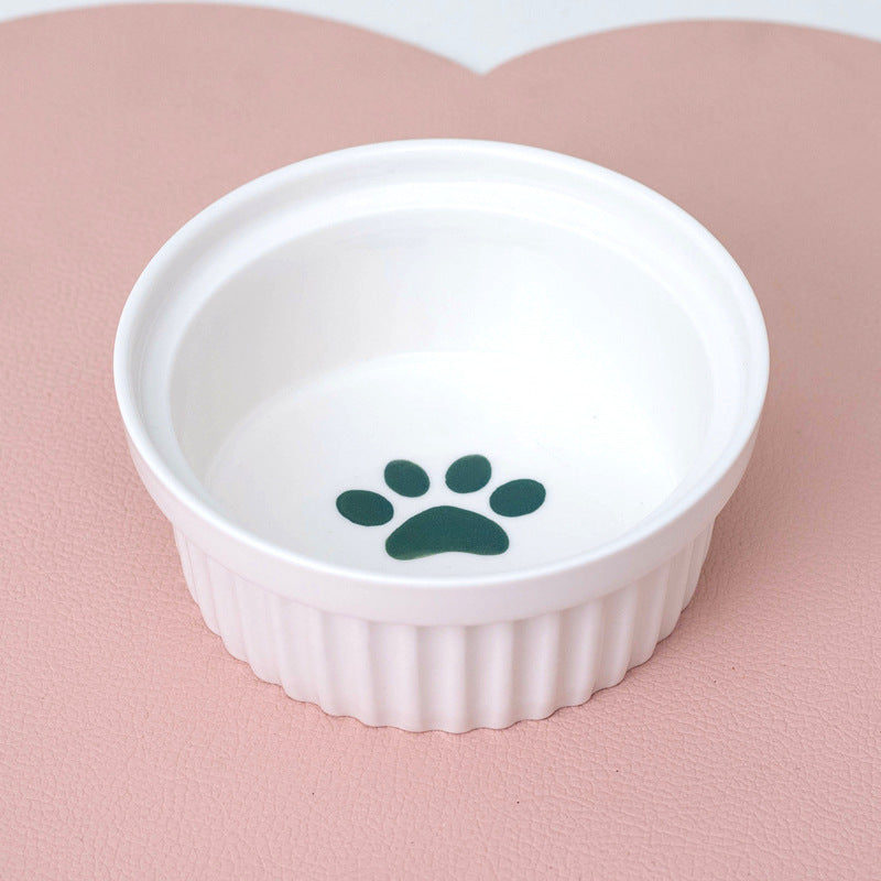 Pet Ceramic Double Bowl Elevated Feeding Set