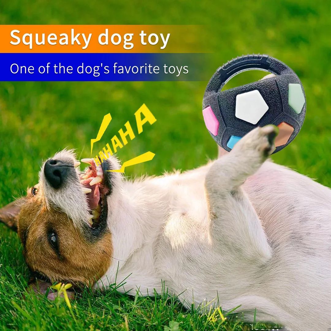 Pet Football Tennis Ball Shaped Chew Toy Durable Squeaky Training Toy