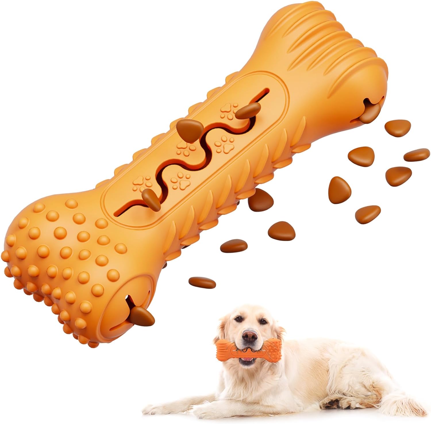 Pet Durable Bone Shape Chew Toy Natural Rubber Dental Cleaning Toy