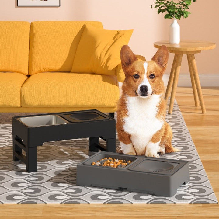 Pet Adjustable Height Stainless Steel Double Bowl Feeder