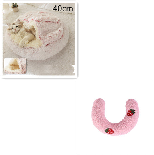 Pet 2 In 1 Round Plush Warm Winter Bed House